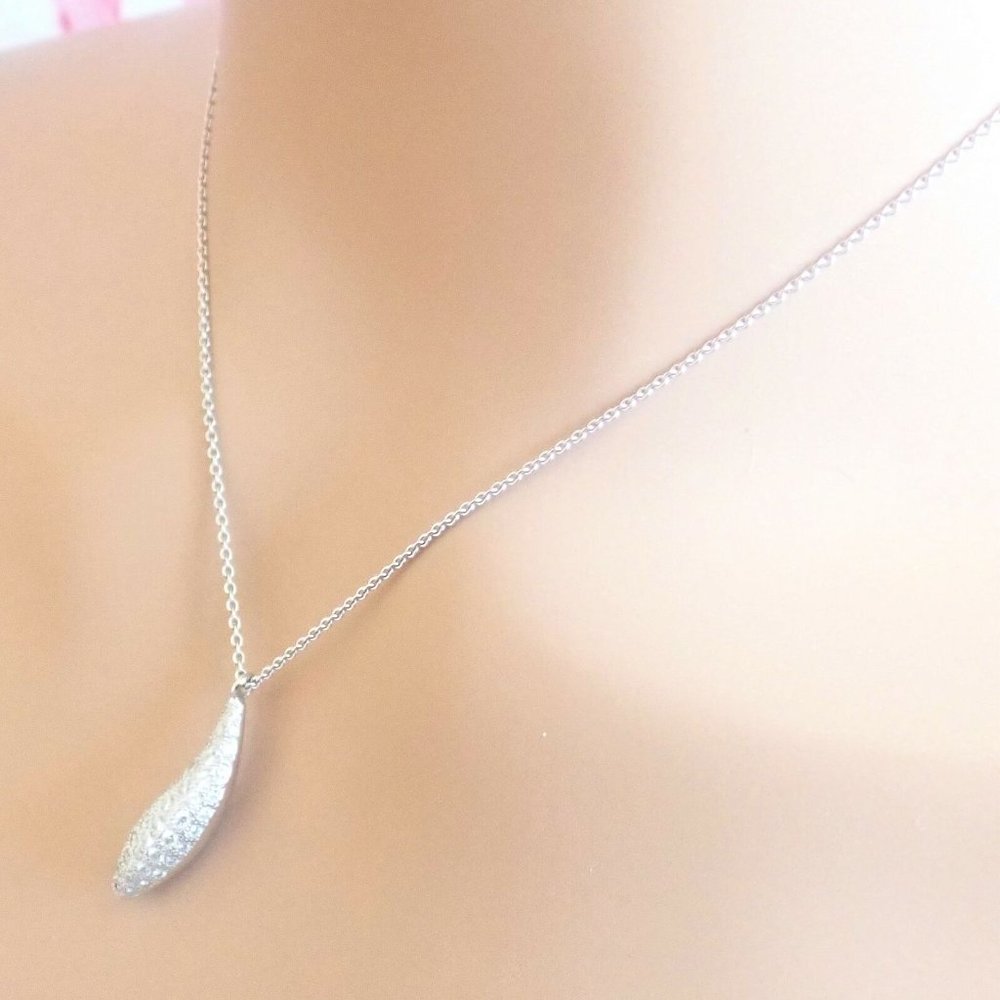 Authentic! Tiffany & Co 18k White Gold Frank Gehry Diamond Fish Necklace - Picture 10 of 12